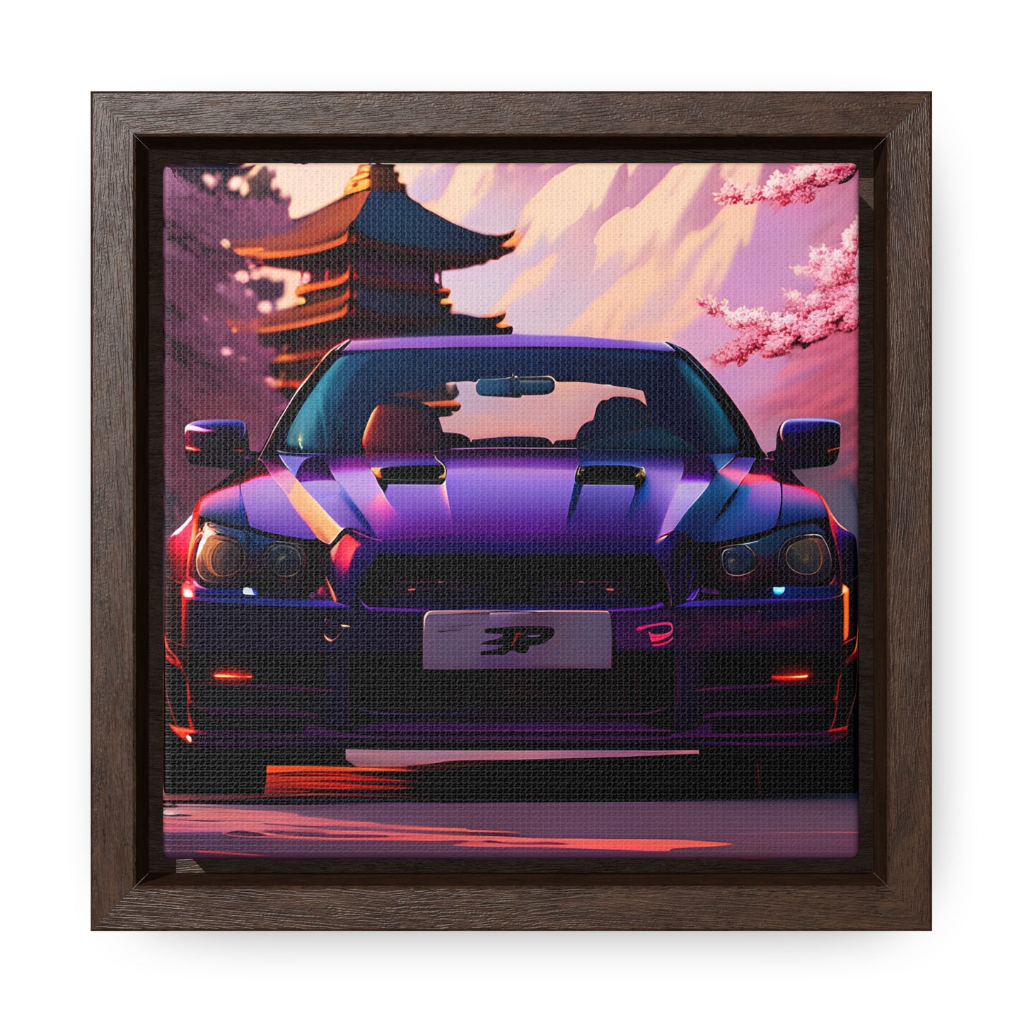 Serenity Unleashed: Midnight Purple Tuner Classic Amidst Cherry Blossoms Canvas