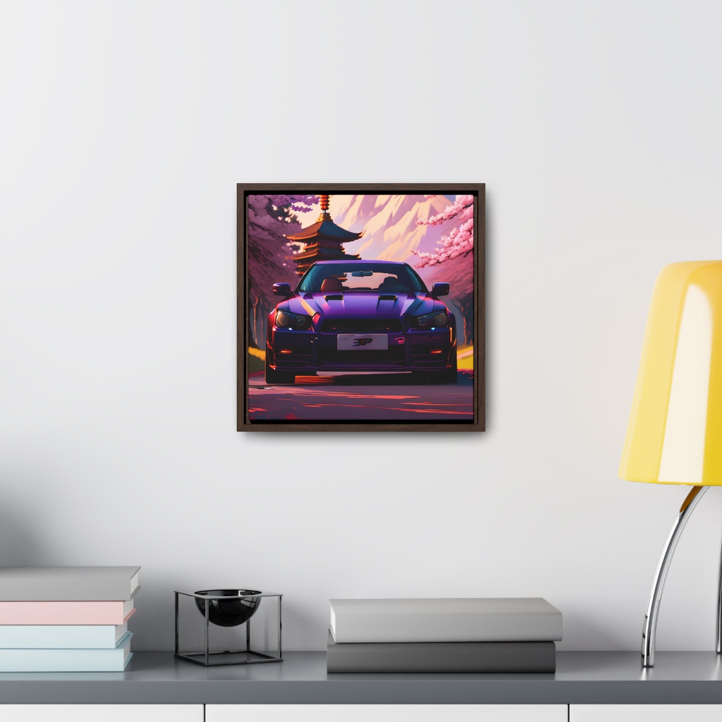 Serenity Unleashed: Midnight Purple Tuner Classic Amidst Cherry Blossoms Canvas