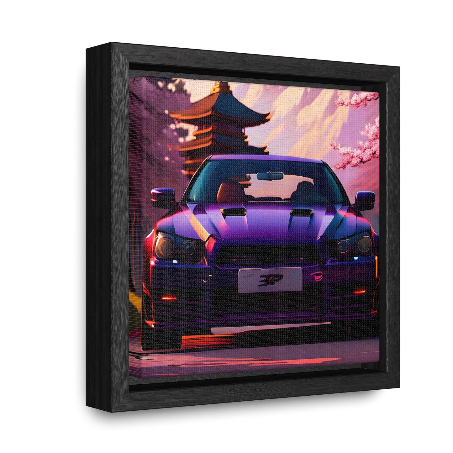 Serenity Unleashed: Midnight Purple Tuner Classic Amidst Cherry Blossoms Canvas