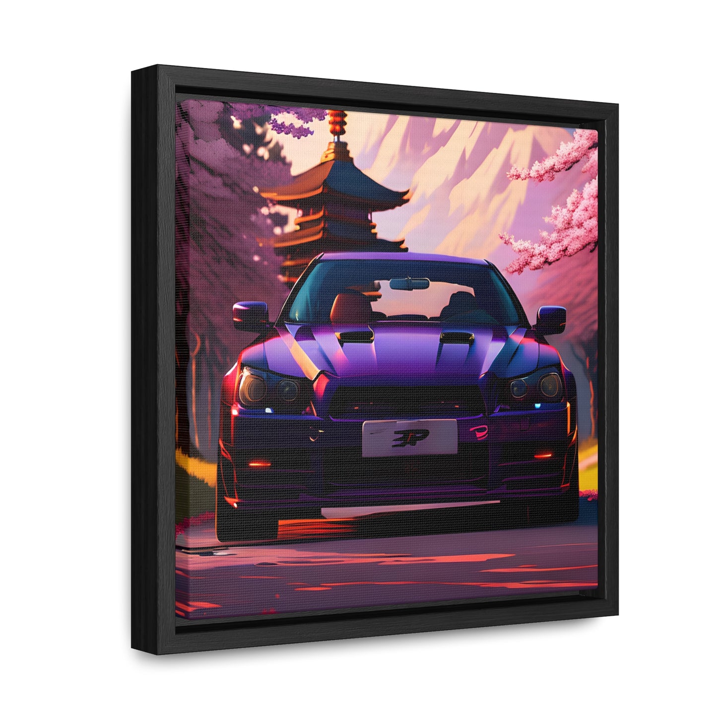 Serenity Unleashed: Midnight Purple Tuner Classic Amidst Cherry Blossoms Canvas