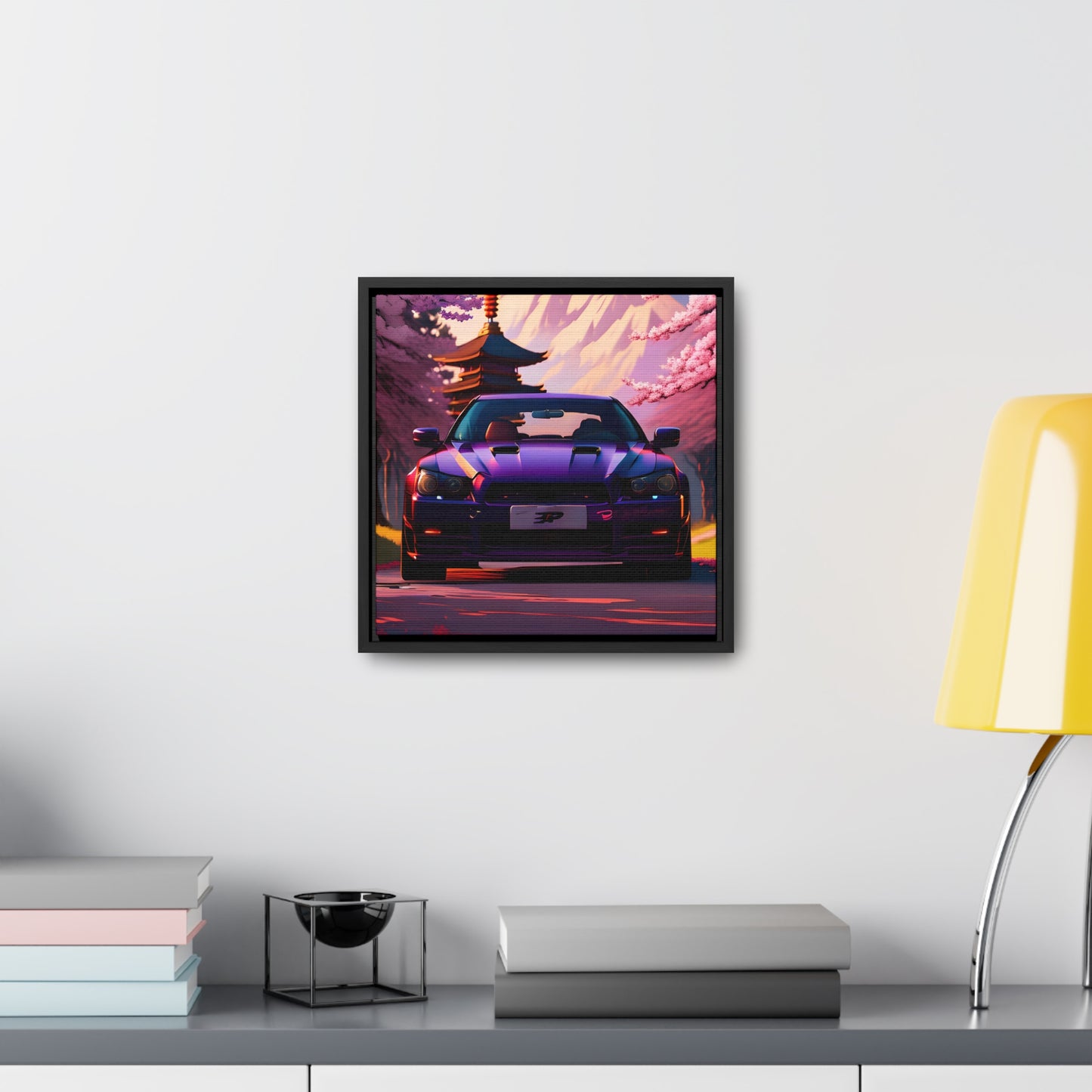 Serenity Unleashed: Midnight Purple Tuner Classic Amidst Cherry Blossoms Canvas