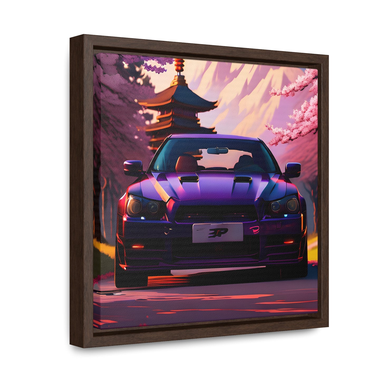 Serenity Unleashed: Midnight Purple Tuner Classic Amidst Cherry Blossoms Canvas