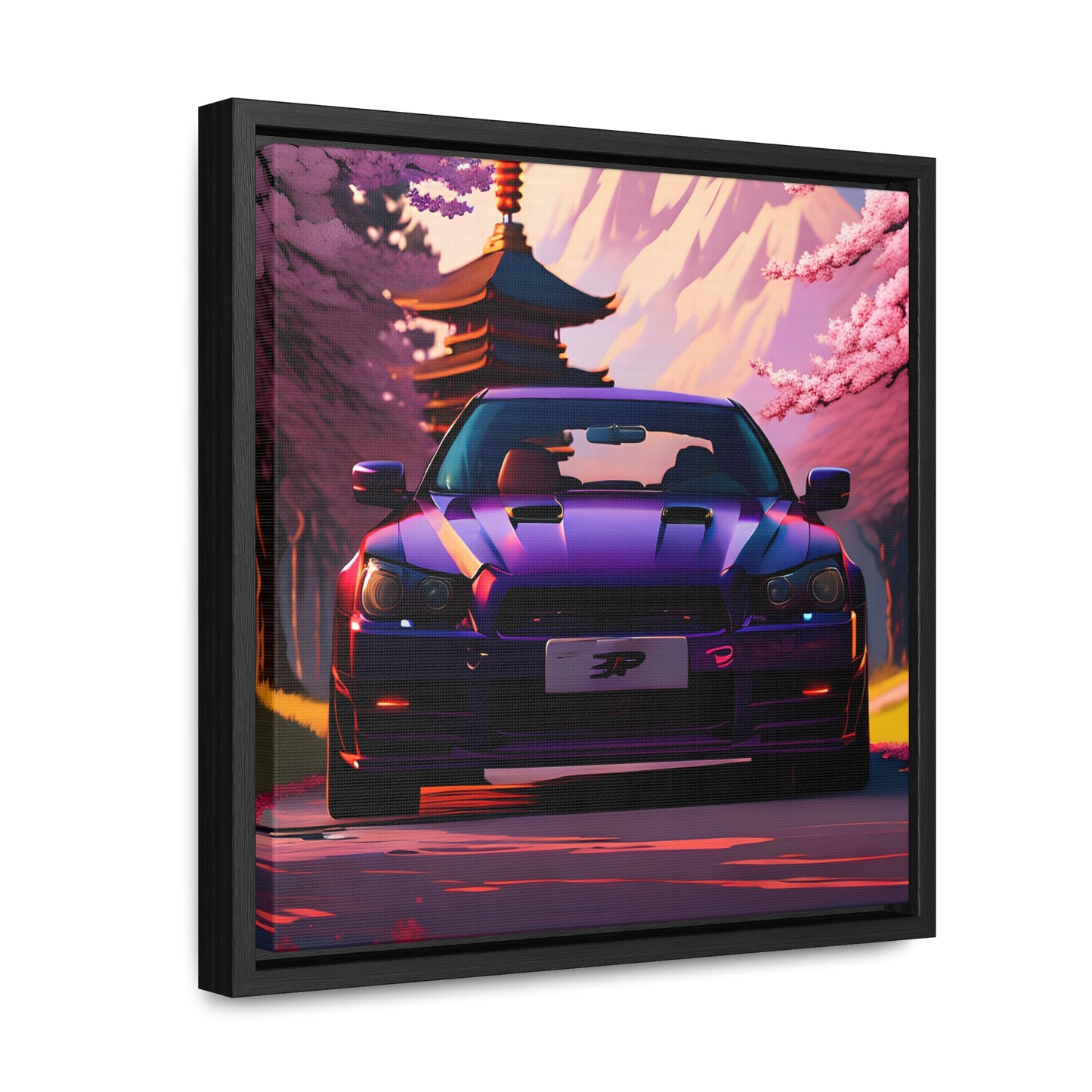 Serenity Unleashed: Midnight Purple Tuner Classic Amidst Cherry Blossoms Canvas