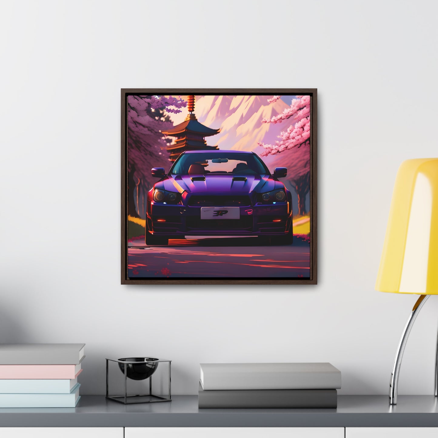 Serenity Unleashed: Midnight Purple Tuner Classic Amidst Cherry Blossoms Canvas