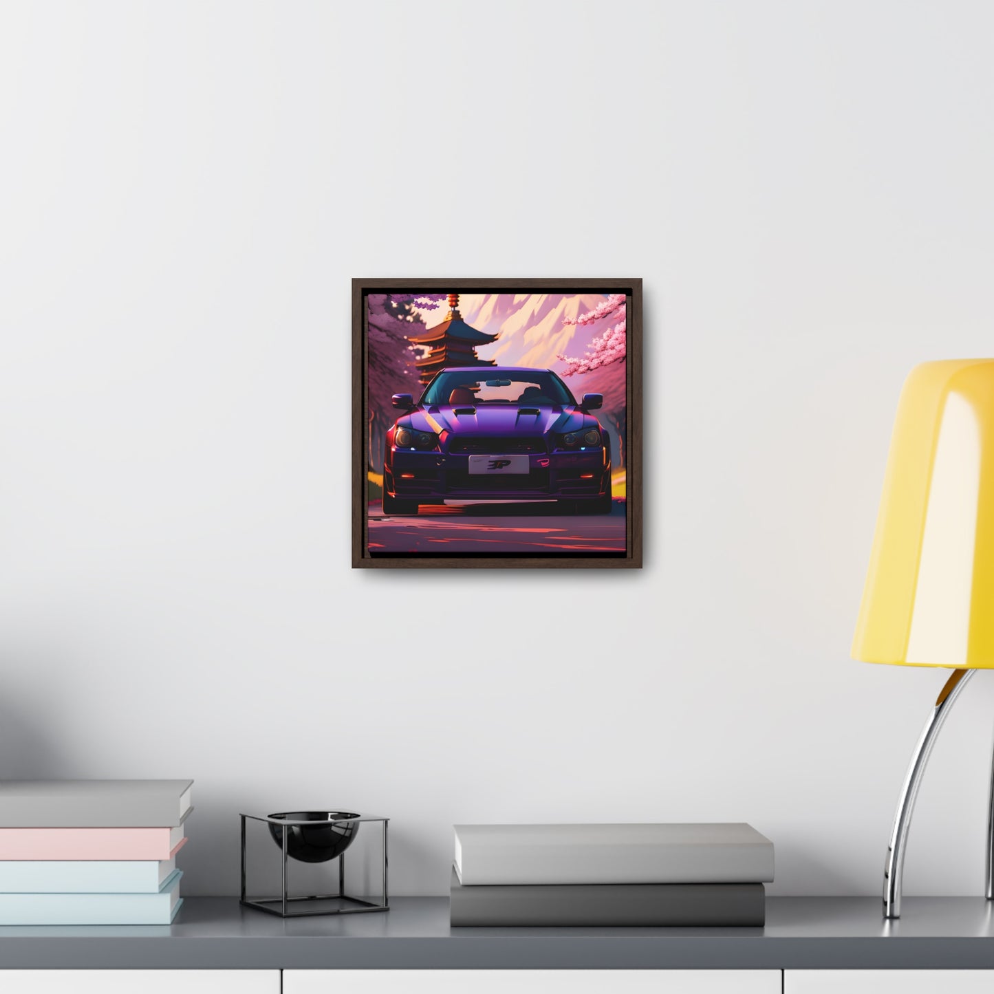 Serenity Unleashed: Midnight Purple Tuner Classic Amidst Cherry Blossoms Canvas